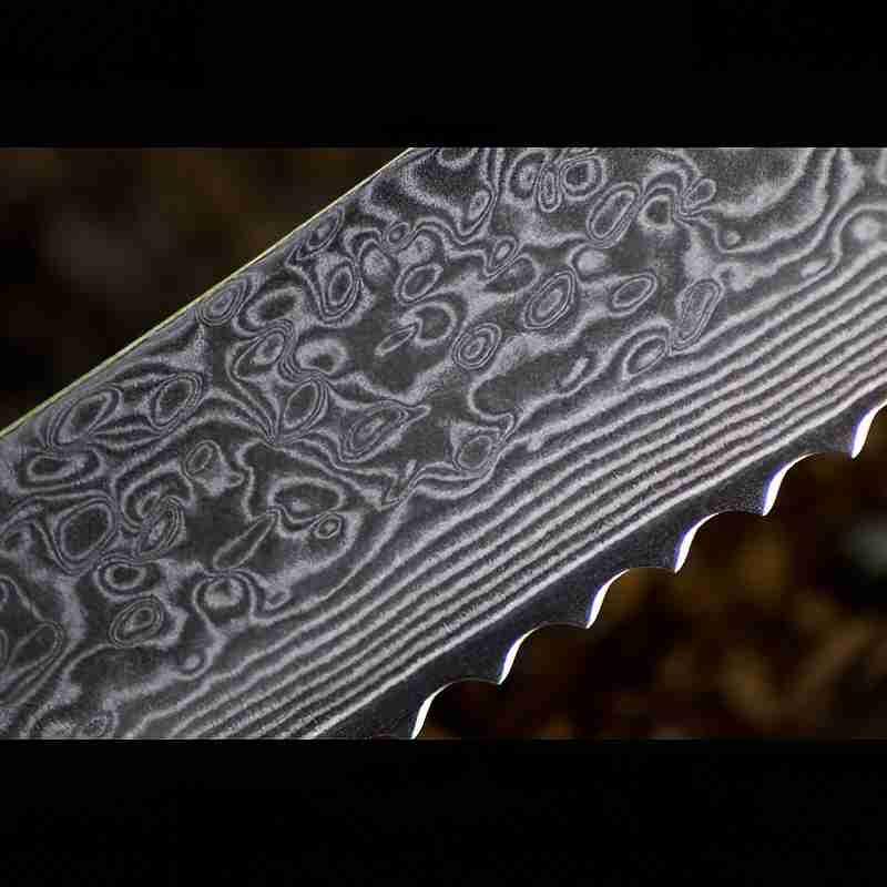 Damastmesserklinge vom Brotmesser im Detail