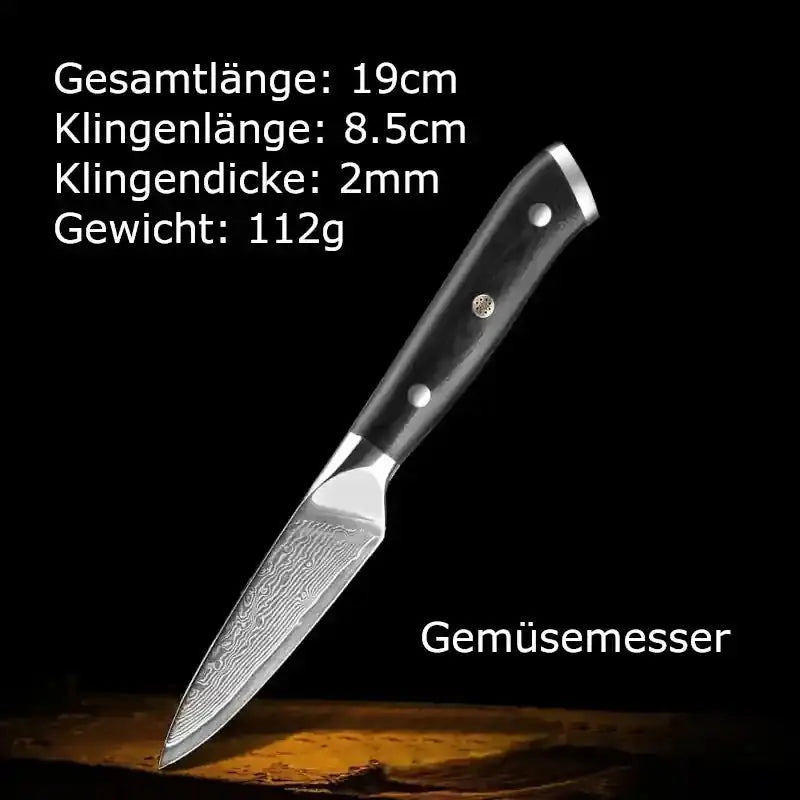 Gemuesemesser | Maße | Damastmesser | Black Serie