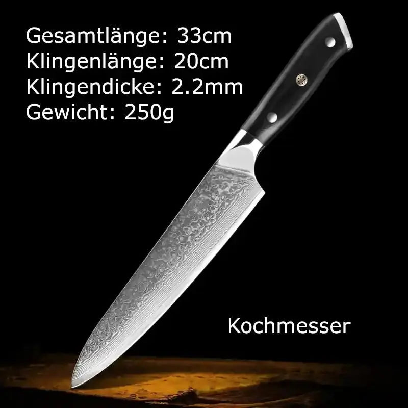Kochmesser | Maße | Damastmesser | Black Serie