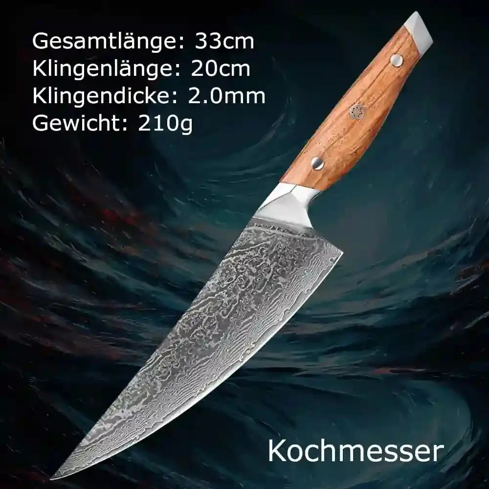 Kochmesser | Maße | Damastmesser | Rhodos Serie