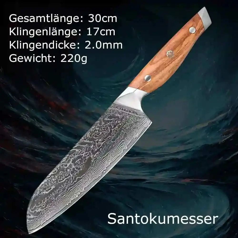 Santokumesser - Maße | Damastmesser | Rhodos Serie