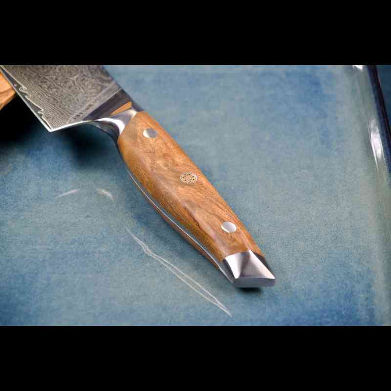 Damastmesser als edles Küchenmesser – Schneidemesser mit Olivenholzgriff, hochwertiges Besteck für die Küche, günstig erhältlich