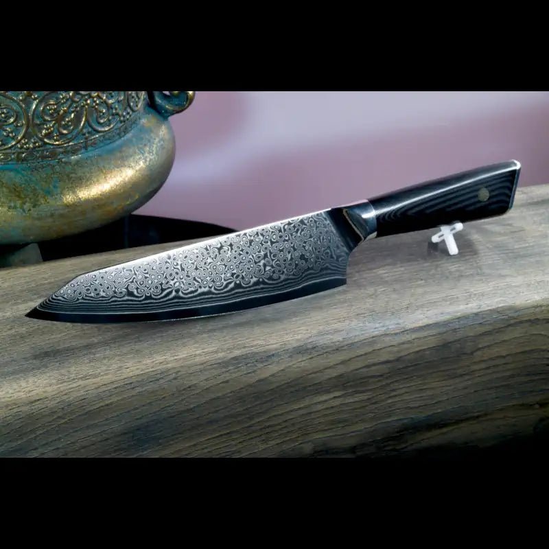 SKeld™ Damast Kiritsukemesser - V2 Black Serie – Profi-Küchenmesser mit schwarzem G10-Griff