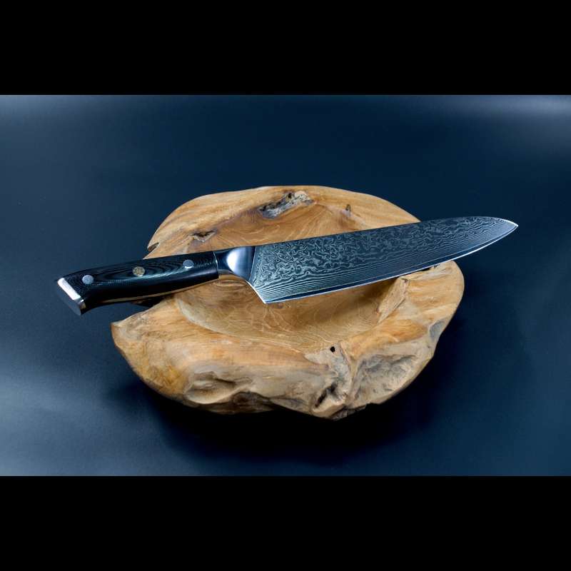 Schneidemesser und Küchenmesser aus Damaststahl – hochwertiges Kochmesser, Chefmesser und Universalmesser mit G10-Messergriff, ideales Besteck für die Küche, günstig und langlebig