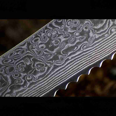 Damast Brotmesser mit Wellenschliff – Schneidemesser und Küchenmesser mit scharfer Klinge, edles Messer und Besteck für die Küche