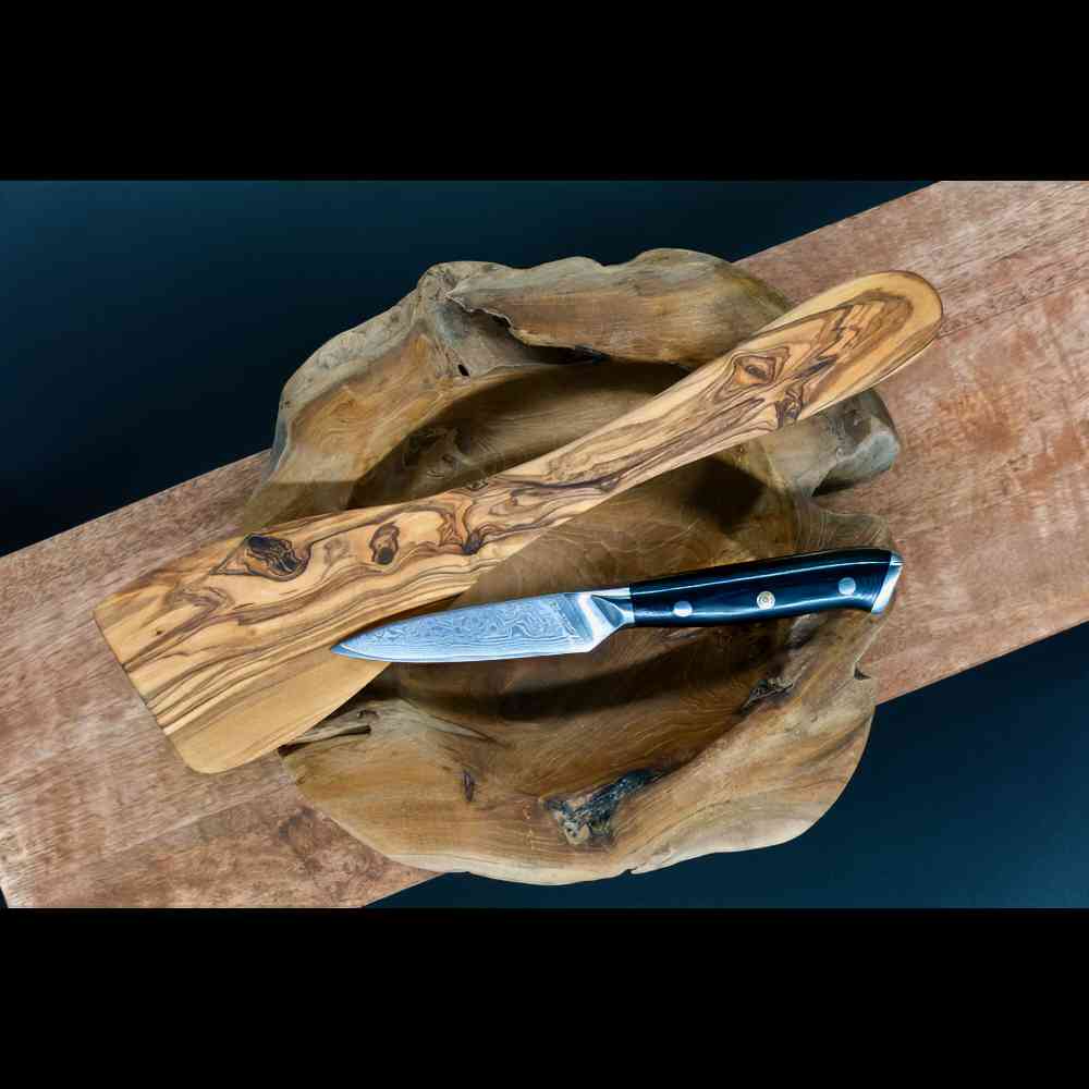 Günstiges Schneidemesser und Küchenmesser als Gemüsemesser, Früchtemesser und Schälmesser mit Damast-Klinge und robustem G10-Messergriff – vielseitiges Besteck für die Küche