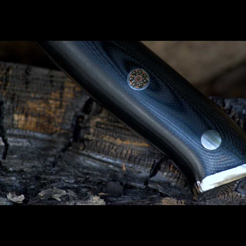 Günstiges Schneidemesser und Küchenmesser aus Damaststahl mit robustem G10-Messergriff – edles Besteck für die moderne Küche