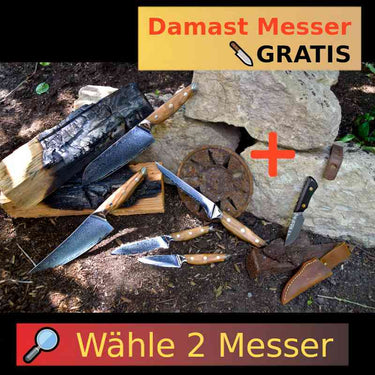 Schneidemesser und Küchenmesser aus Damaststahl mit Olivenholzgriff, hochwertiges Messer für die Küche, günstig und langlebig