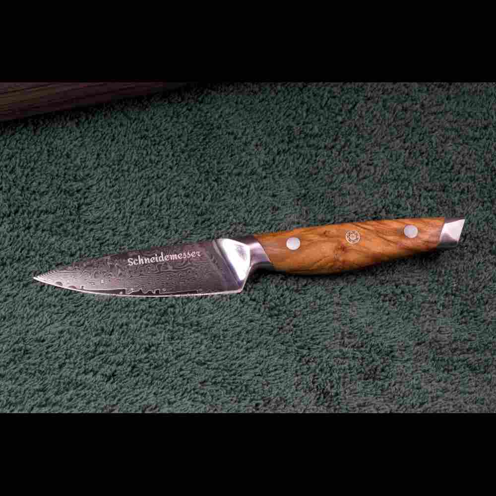 SKeld™ Schneidemesser Damast Gemüsemesser, 67 Lagen, VG10 Stahlkern, Griff aus Olivenholz