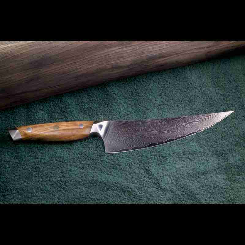 SKeld™ - Schneidemesser - Damastmesser - Kochmesser mit VG10 Kernstahl, 67 Lagen Damast und Olivenholzgriff