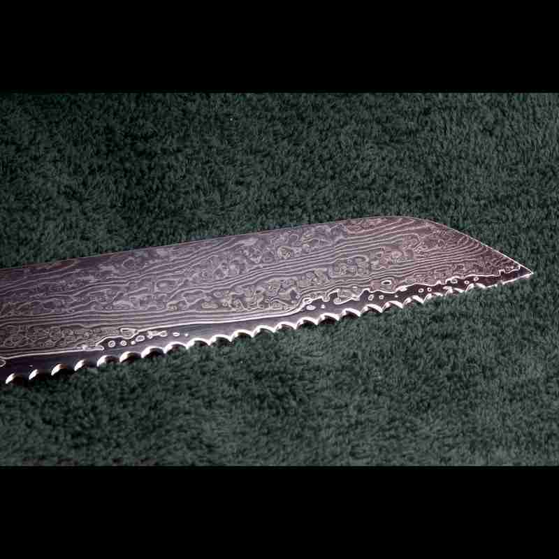 SKeld™ - Schneidemesser - Brotmesser Klinge aus V10 Kernstahl mit 67 Lagen Damast