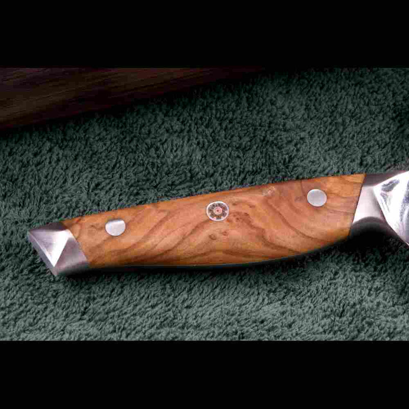 Olivenholzgriff des SKeld™ - Schneidemesser - Kiritsukemessers aus Damast, ergonomisch geformt