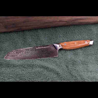 SKeld™ - Schneidemesser - Damast Santokumesser mit VG10 Kernstahl und Olivenholzgriff