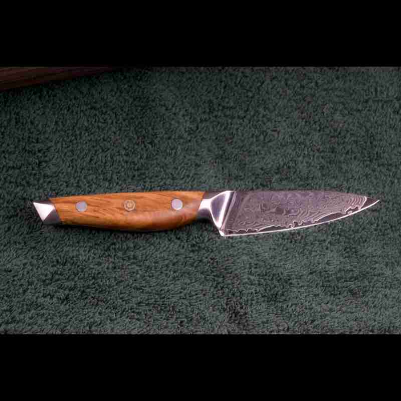SKeld™ Schneidemesser Damast Gemüsemesser, 67 Lagen, V10 Stahlkern, Griff aus Olivenholz