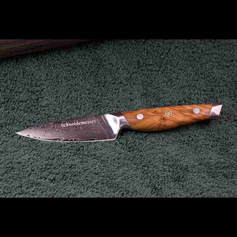 SKeld™ Schneidemesser Damast Gemüsemesser, 67 Lagen, V10 Stahlkern, Griff aus Olivenholz