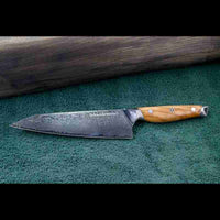 SKeld™ - Schneidemesser - Damast Kiritsukemesser mit VG10 Kernstahl und Olivenholzgriff