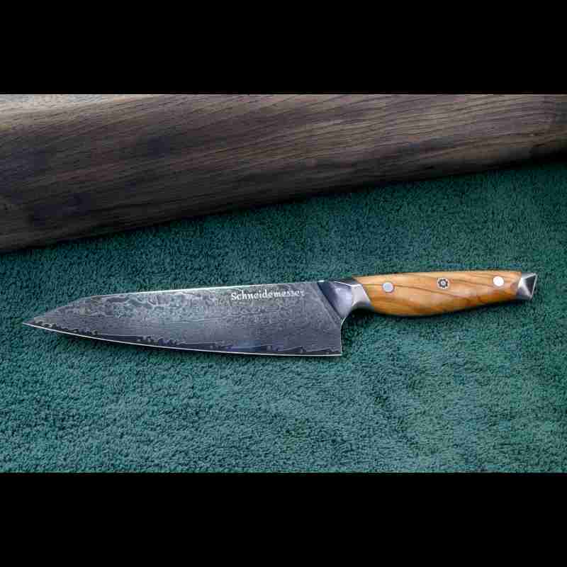 SKeld™ - Schneidemesser - Damast Kiritsukemesser mit VG10 Kernstahl und Olivenholzgriff