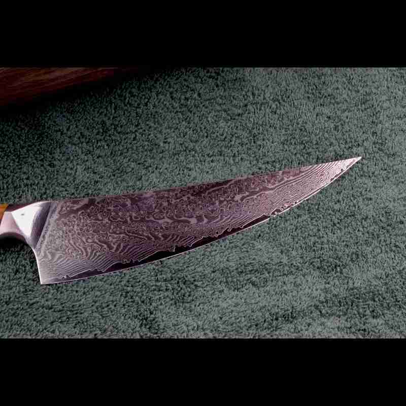 Detail der VG10 Damastklinge mit 67 Lagen Damast vom SKeld™ - Schneidemesser - Kochmesser