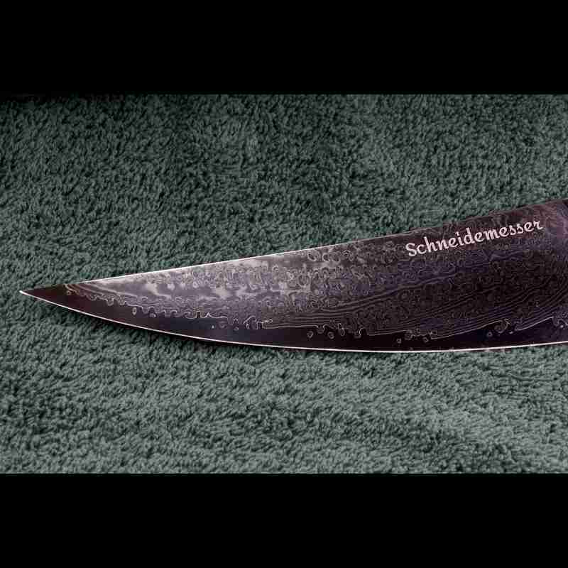 Detail der VG10 Damastklinge mit 67 Lagen Damast vom SKeld™ - Schneidemesser - Kochmesser